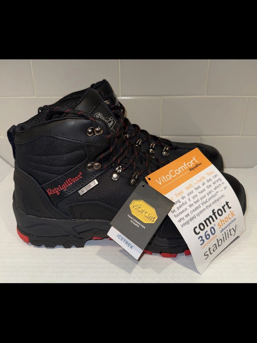 RefrigiWear Men’s Black Widow Lightweight Waterproof Comp Toe Boot Size 10 - NWT